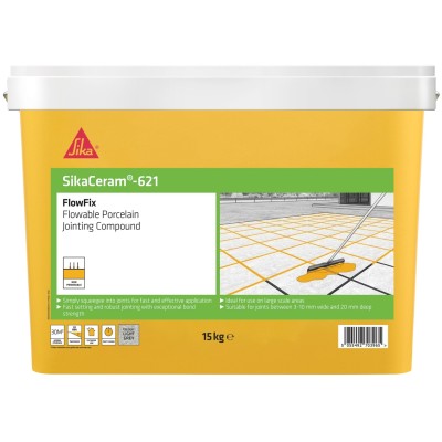 Sika SikaCeram 621 Flowfix LIGHT GREY Flowable Porcelain Paving Jointing Compound 15kg