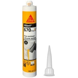 Sika Sikasil 670 Fire Silicone Sealant Large 380ml - White Black Grey Sika Sikasil 670 Fire Silicone Sealant Large 380ml - White Black Grey