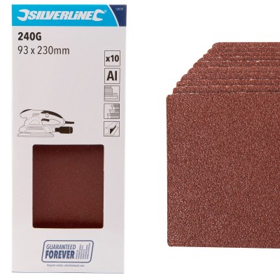 Silverline Sanding 1/3 Sand Paper Sheets 240g 10pk 128139