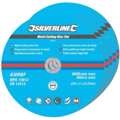 Silverline Angle grinder Metal Cutting Discs 9 Inch 230mm 5pk 186810