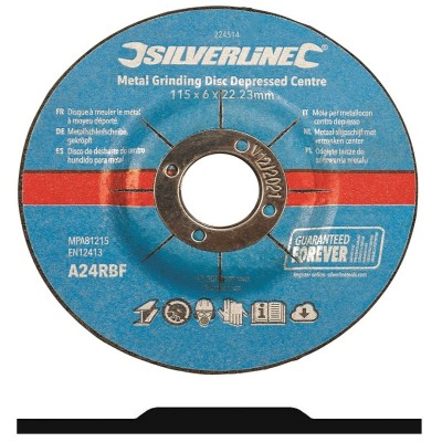 Silverline Angle Grinder Metal Grinding Disc 115mm 224514 Sold in Singles
