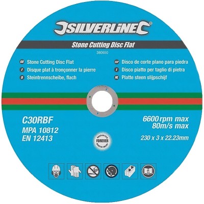 Silverline Stone Angle Grinder Cutting Discs 9 Inch 230mm 380650 Pk1