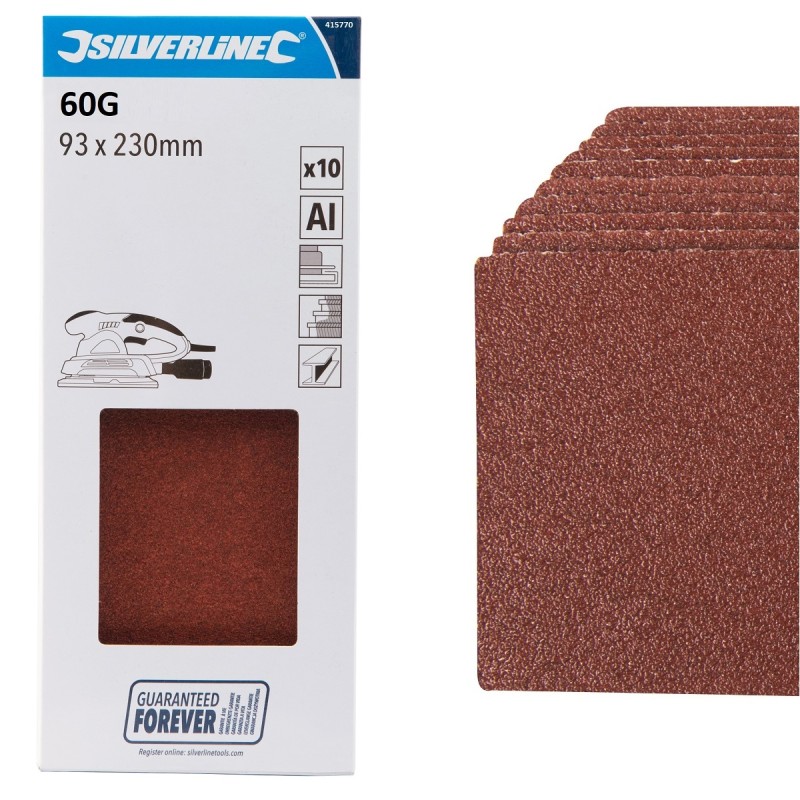 Silverline Sanding 1/3 Clamp Sanding Sand Paper Sheets 60g 10pk 415770 ...