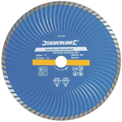 Silverline Turbo Wave Diamond Stone Cutting Grinder Blade Disc 9 inch 633588