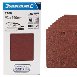 Silverline Hook Loop 1/3 Sander Sand Paper Sheets Punched 240g 10pk 633768