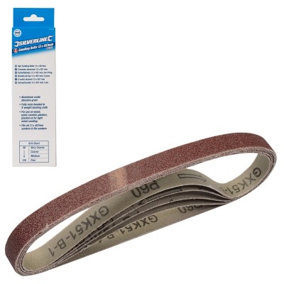 Silverline Sanding Belts 13mm x 457mm 80g Belt 5pk 740136