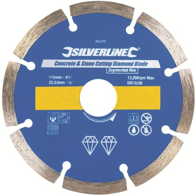 Silverline Concrete Stone Diamond Angle Grinder Cutting Blade 115mm 394979