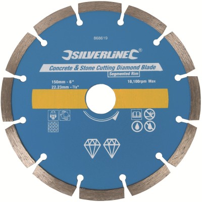 Silverline Concrete Stone Diamond Angle Grinder Cutting Blade 150mm 868619