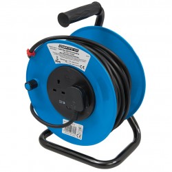 Powermaster Electric Cable Reel Twin Socket Extension Lead 230V 25m 303754