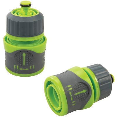 Silverline Garden Hose Pipe Soft Grip Quick Water Stop Tap Connector 593420
