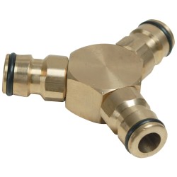 Silverline Garden Hose Pipe 3 Way Brass Male Quick Connector 763559