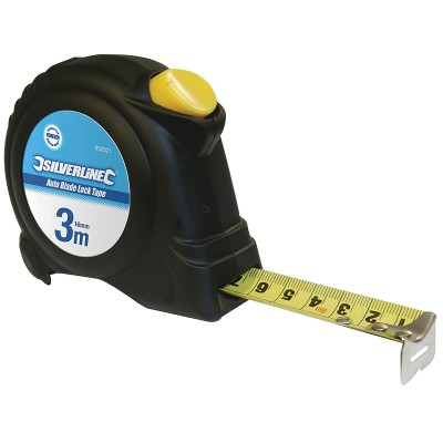 Silverline 3m Rubber Finish Auto Blade Lock Tape Measure 856321-633848