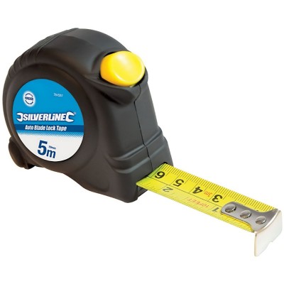 Silverline 5m x 16ft Tape Measure Rubber Finish 784561-868787