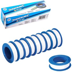 Silverline Plumbers PTFE Thread Sealing White Tape 10pk 12mm 250475
