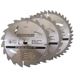 Silverline 190mm TCT Circular Saw Blades 20T 24T 40T 3pk 260333