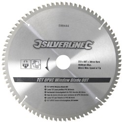 Silverline 250mm TCT UPVC Window Saw Blade 80T 598444 inc Ring Set