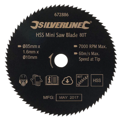 Silverline 85mm HSS Mini Saw Blade 80T 672886