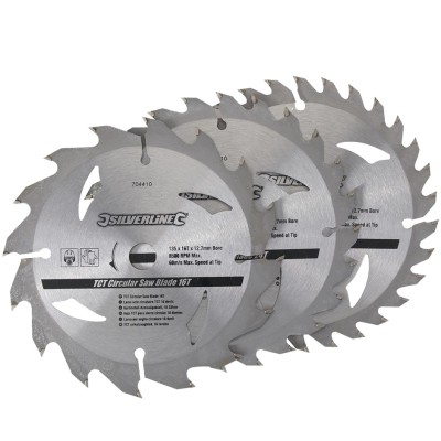 Silverline 135mm TCT Circular Saw Blades 16T 24T 30T 3pk 704410