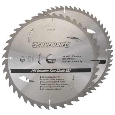 Silverline 300mm TCT Circular Saw Blades 40T 60T 2pk 803634