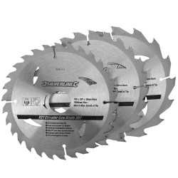 Silverline 165mm TCT Circular Saw Blades 16T 24T 30T 3pk 934115