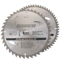 Silverline 250mm TCT Circular Saw Blades 40T 60T 2pk 991704