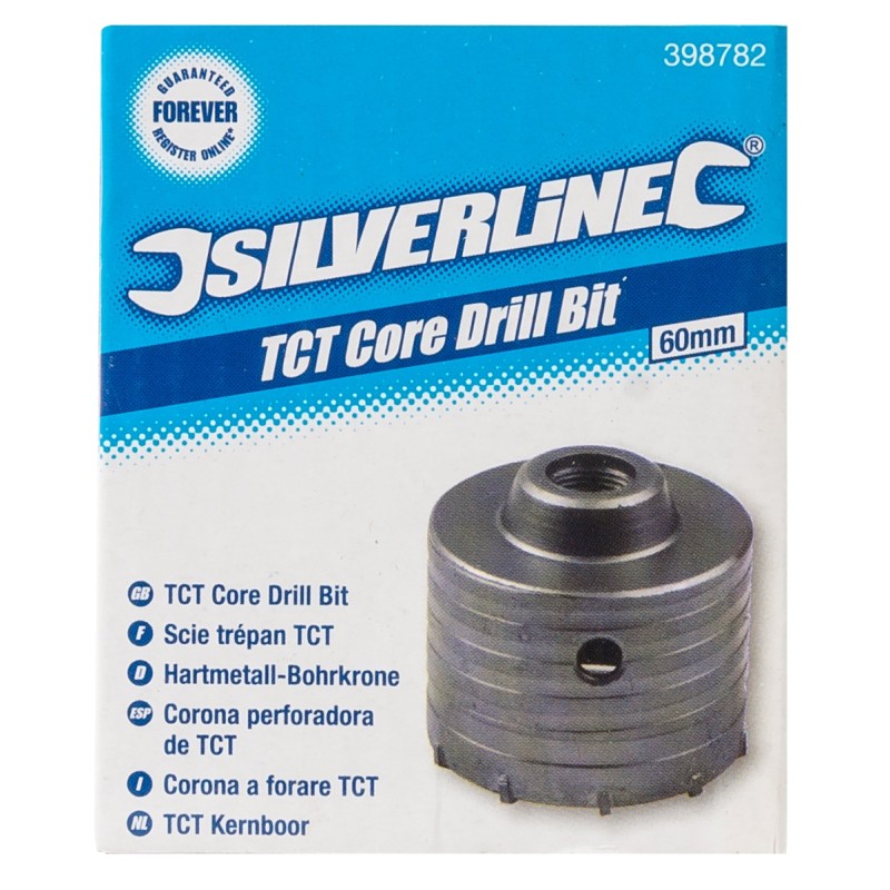 Silverline TCT Core Masonry Hole Saw Drill Bit 60mm 398782 Sealants