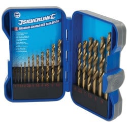 Silverline Titanium Coated HSS Drill Bit Mixed Size 17pc Set 633829