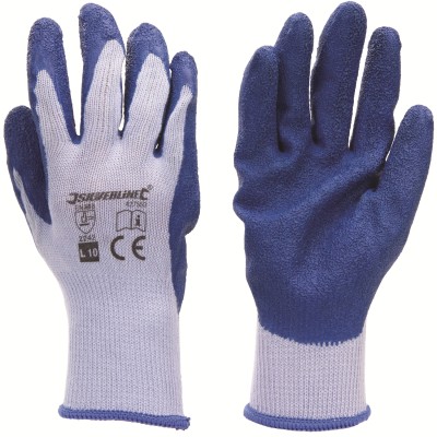 Silverline Builders Gloves Abrasion Resistant Palm Blue Large 427550