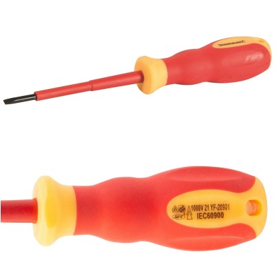 Silverline VDE Soft Grip Electricians Screwdriver Flat Slotted 3mm 75mm 802857