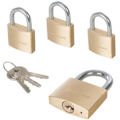Silverline Brass Same Key Keyed Alike 40mm Padlocks 4pk 675152