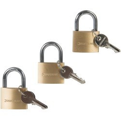 Silverline Brass 40mm Security Padlock Triple Pack 984411