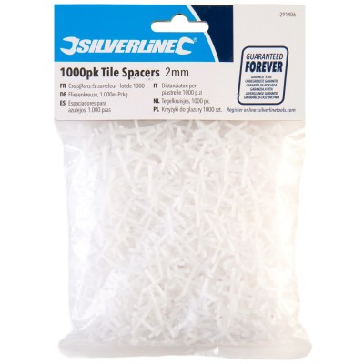 Silverline 2mm Ceramic Wall and Floor Tile Spacers 1000pk 291406