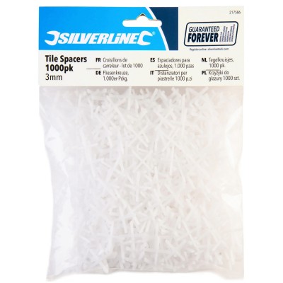 Silverline 3mm Ceramic Wall and Floor Tile Spacers 1000pk 217586