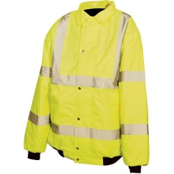 Silverline Hi-Vis Bomber Work Jacket Quilted Large L 456937