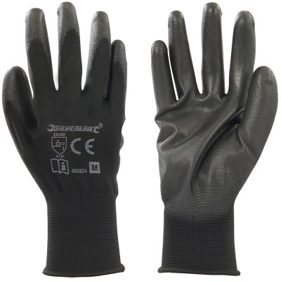 Silverline Pu Coated Palm Work Gloves Medium Large or XL Extra Large