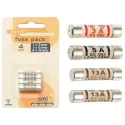 SMJ Replacement 13 amp Electric Plug Fuse Pack of 4 FU13AC Mixed Pk 4 FUMXAC