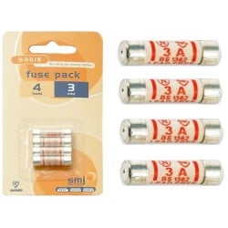 SMJ Replacement 3 amp Electric Plug Fuse Pack of 4 FU03AC