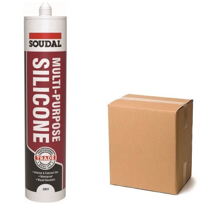 Soudal Multi Purpose Trade Silicone Sealant - Black Brown Clear Grey White Box of 12