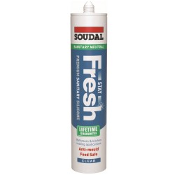 Soudal Stay Fresh Bathroom Kitchen Neutral Silicone Sealant Clear 125925