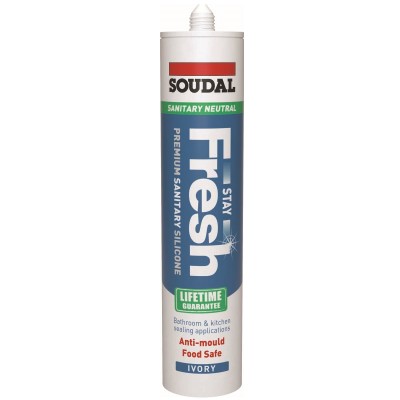 Soudal Stay Fresh Bathroom Kitchen Neutral Silicone Sealant Light Ivory Ral 1015 125924