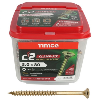 Timco C2 Clamp Fix Premium Torx Wood Screw 5.0 80mm 50080C2CTUB
