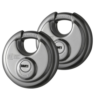 Van Vault Stainless Steel High Security 70mm Disc Padlock Twin Pack S10028