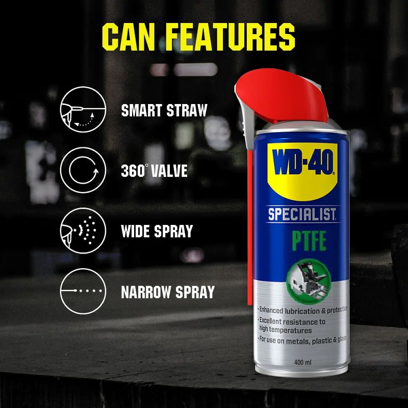 WD40 Specialist PTFE Long Lasting Lubricating Spray Aerosol 400ml WD40 44396 Sealants and