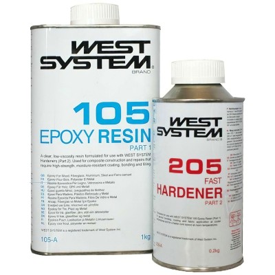 West System 105-A Epoxy Resin Part-1 205 Fast Hardener Part-2 105-205A