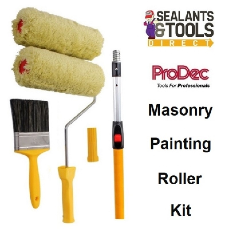 Prodec Twin Sleeve Masonry Paint Roller Brush Pole Painting Kit PRKT004