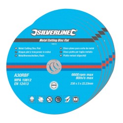 Silverline Angle grinder Metal Cutting Discs 9 Inch 230mm 5pk 186810