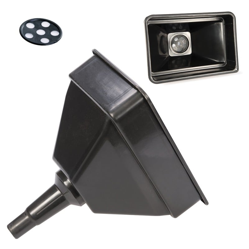 Heavy Duty Large Garage Oil Funnel &amp; Fuel Filter Black FG12