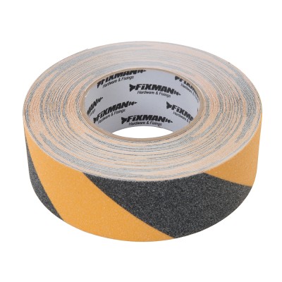 Fixman Anti Slip Hazard Warning Tape Int Ext 50mm Yellow Black 190583