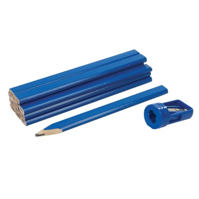 Silverline Carpenters Marker Oval Pencils and Sharpener 13pc Set 250227
