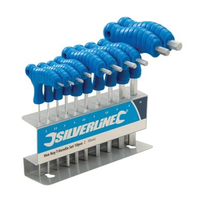 Silverline T Handle Hex Allen Key Set On Rack 2mm to 10mm 323710